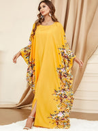Batwing Sleeve Women's Dress - Golden