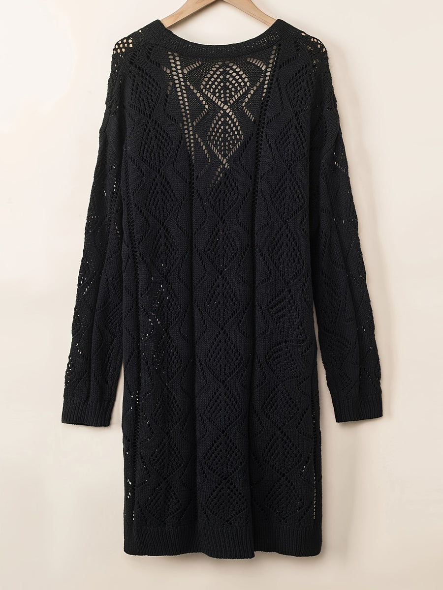 European And American Autumn New Cardigan Long Shirt Loose Long Sleeve Outerwear Sunscreen Women'S Top - Black