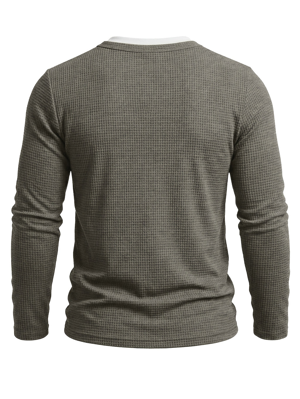 Autumn/Winter Cross-Border Men's Long Sleeve Crew Neck 2-in-1 Look Henley Shirt European and American Men's Pullover Base Layer T-shirt - Dark Gray