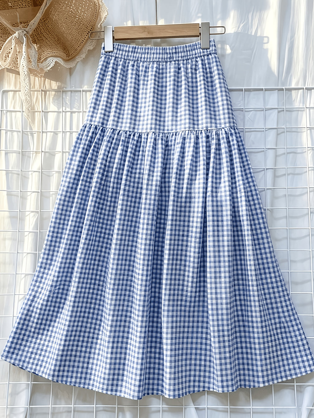 Women's Summer Plaid Skirt, Stretchy Elastic Waistband Patchwork Maxi Skirt, Elegant and Exquisite Style, Suitable for Valentine's Day Carnivals, Labor Day, Back-to- Season, Teacher Attire, Formal Occasions, Gift Giving, Dating, Street Photography - Mixed colors