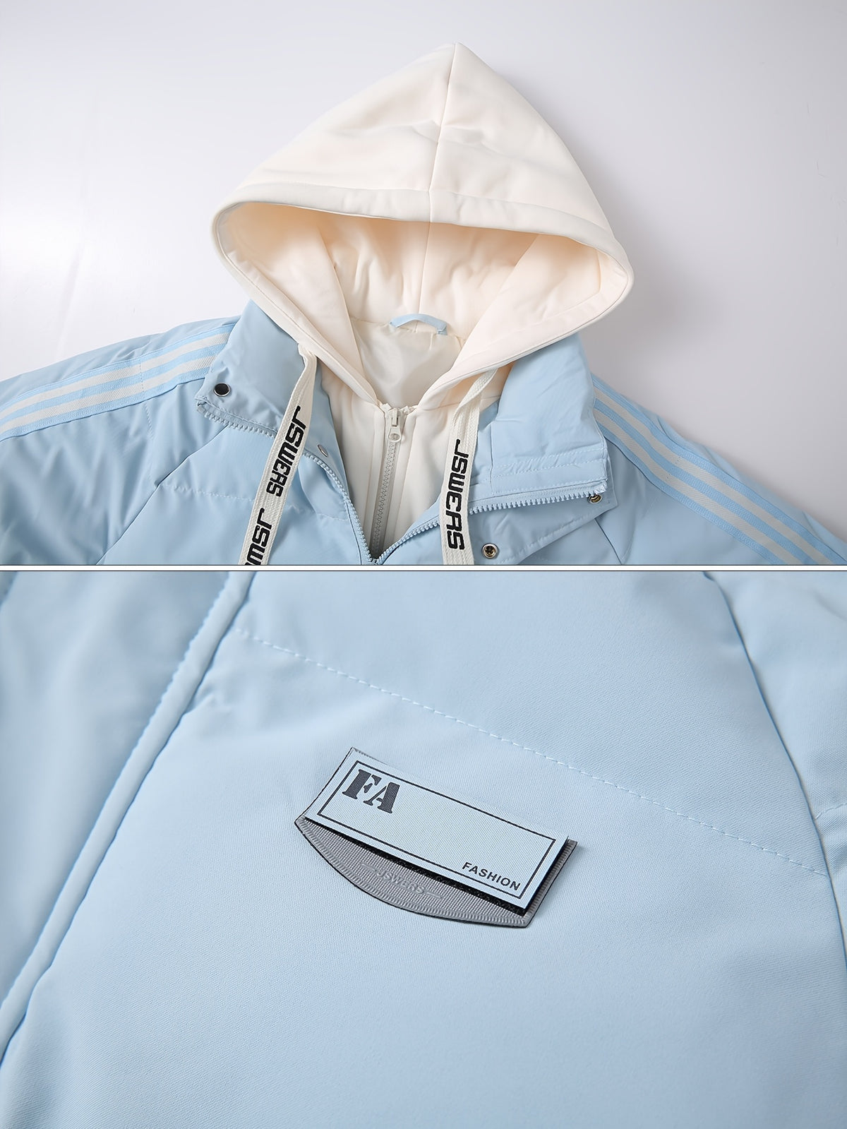 A Stylish And Cozy Hooded Jacket for Men, Featuring a Faux Two-Piece Design, Perfect for Winter - Apricot
