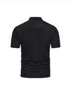 Two-pc Men's Zippered Polo Shirt, New Men's Business Travel Lapel Polo Short Sleeve, Particularly Stylish Short Sleeve Top - Black+White