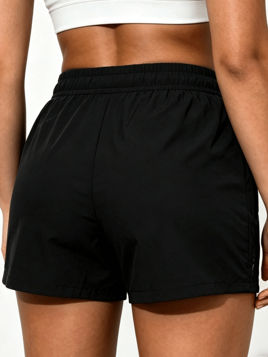Women'S Summer New Lightning Print Yoga Shorts, Quick-Drying Breathable Fabric, Hot Pants Style, Casual Athletic Style, Elastic Waistband Design, with Waist Drawstring And Zipper Pocket, Women'S Casual Athletic Shorts, Suitable for All Seasons - Black