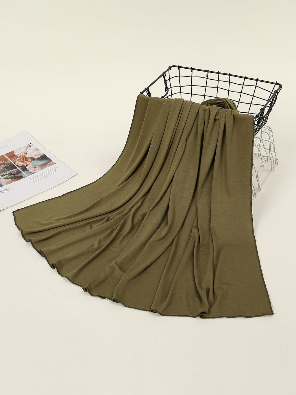 1pc Muslim Ramadan Scarf, Soft And Breathable Headscarf, Suitable for Daily Wear And Eid Al-Fitr - Olive Green