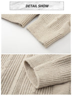 Men'S Light Luxury Old Money Style Casual Stand-Collar Sweater with Zipper, Fall/Winter Versatile Jacket - Black