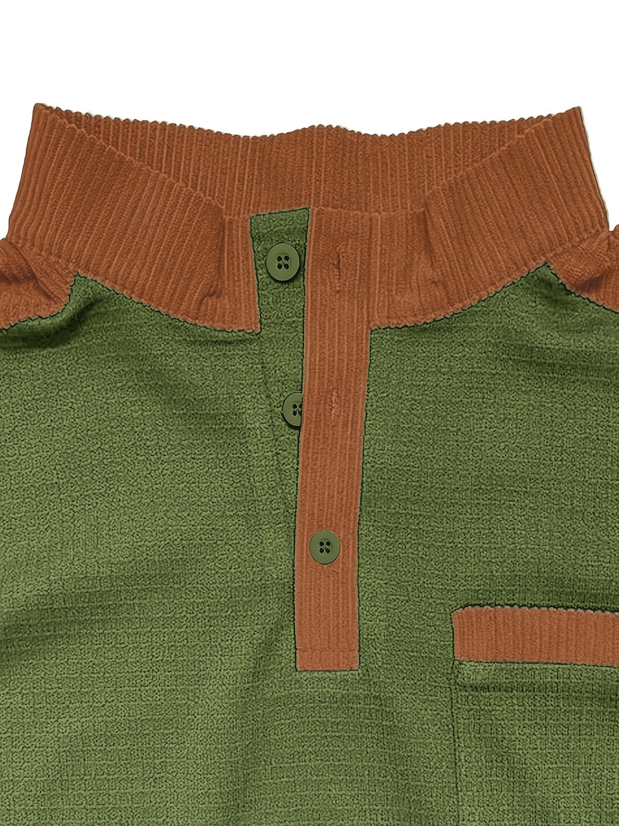 Men's American-style Casual Stand-up Collar Shirt with a Half-opening Button Placket Design, Retaining the Smart and Neat Look of a Stand-up Collar. The Addition of Two Buttons Enhances the Layered Style and Breathability. The Shoulders - Olive Green