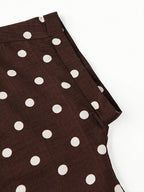 Women'S Elegant Easy Design V-Neck Puff Sleeve Lapel Short Sleeve Summer Shirt - Coffee Brown