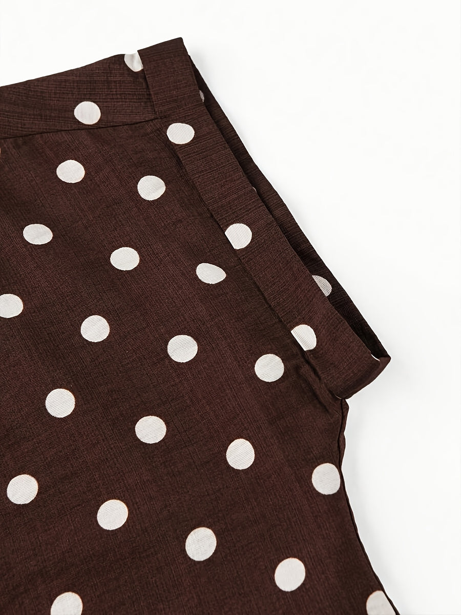Women'S Elegant Easy Design V-Neck Puff Sleeve Lapel Short Sleeve Summer Shirt - Coffee Brown