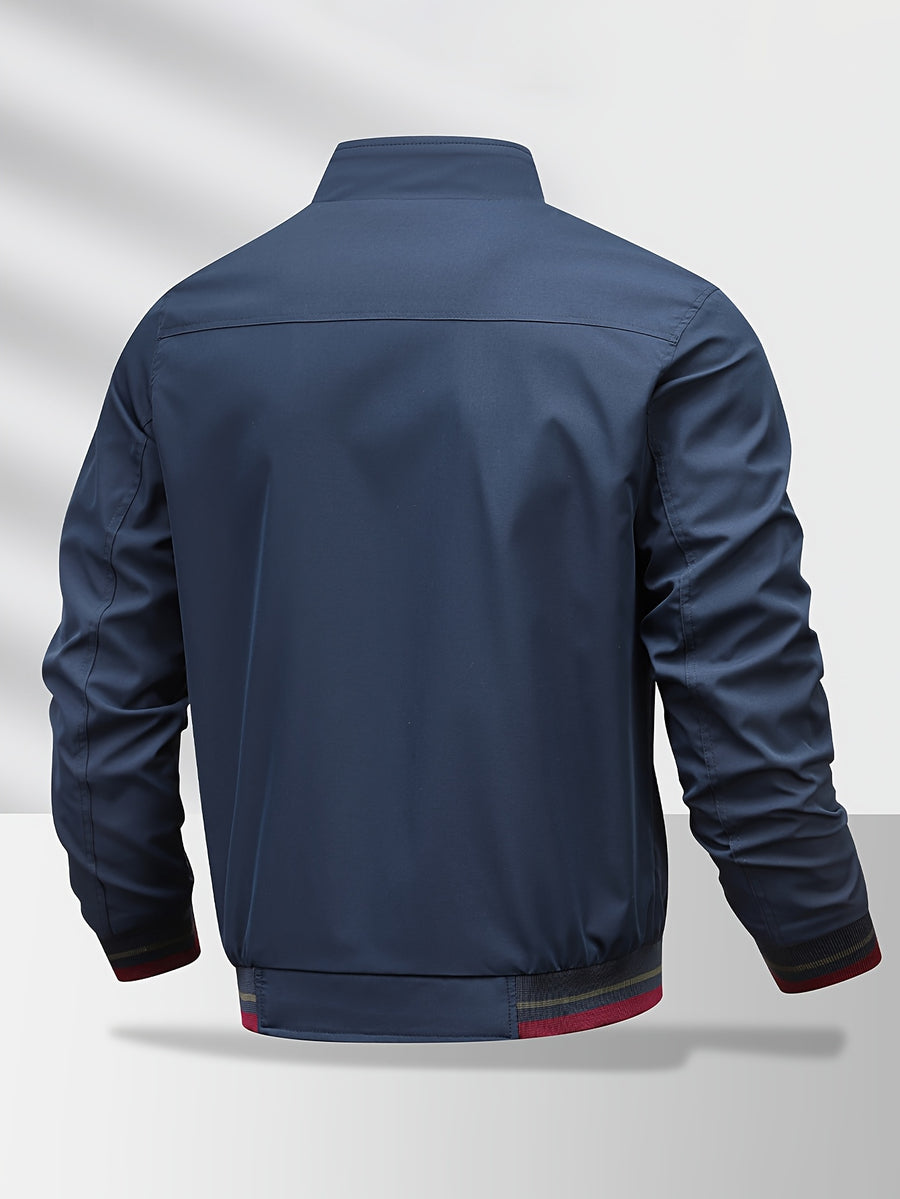 Men'S Jacket, Business Commute Biker Casual Flight Jacket, Casual Sports All-Match Jacket, Perfect Gift for Halloween, Christmas, And Valentine'S Day, Ideal Present - Navy Color