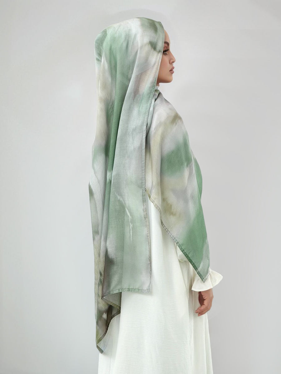 Lightweight, Breathable, And Skin-Friendly with a Soft Gradient Design; Suitable As a Headscarf Or Shawl. A Stylish Yet Modest Choice for Women for Various Occasions - from Prayer And Daily Outings to Social Gatherings - Light Green