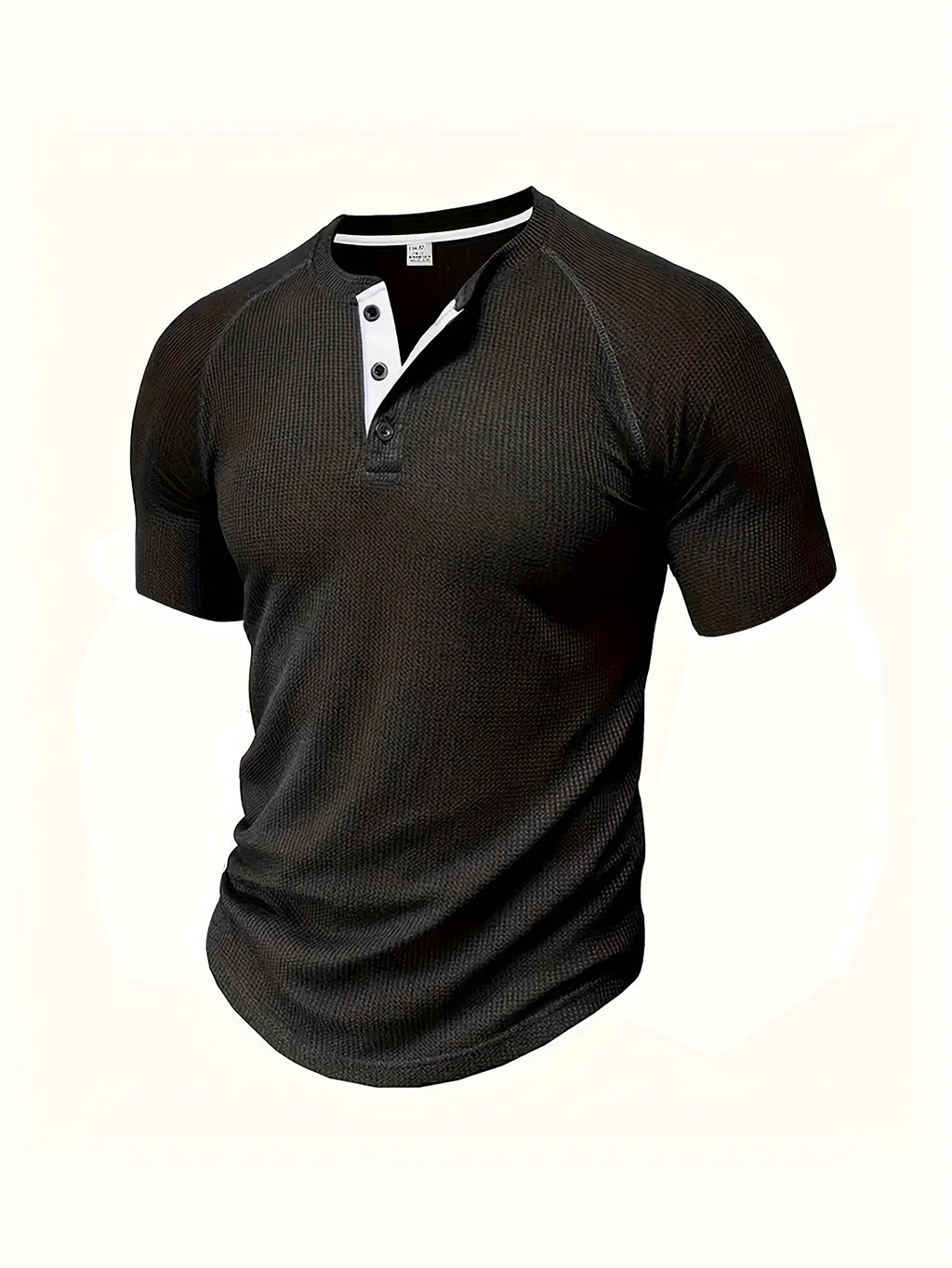(Set of 3) Men'S Loose-Fitting Solid Color Henley Short-Sleeve, Round Neck Half-Button T-Shirt, Suitable for Outdoor Activities in Spring And Summer. - black red White