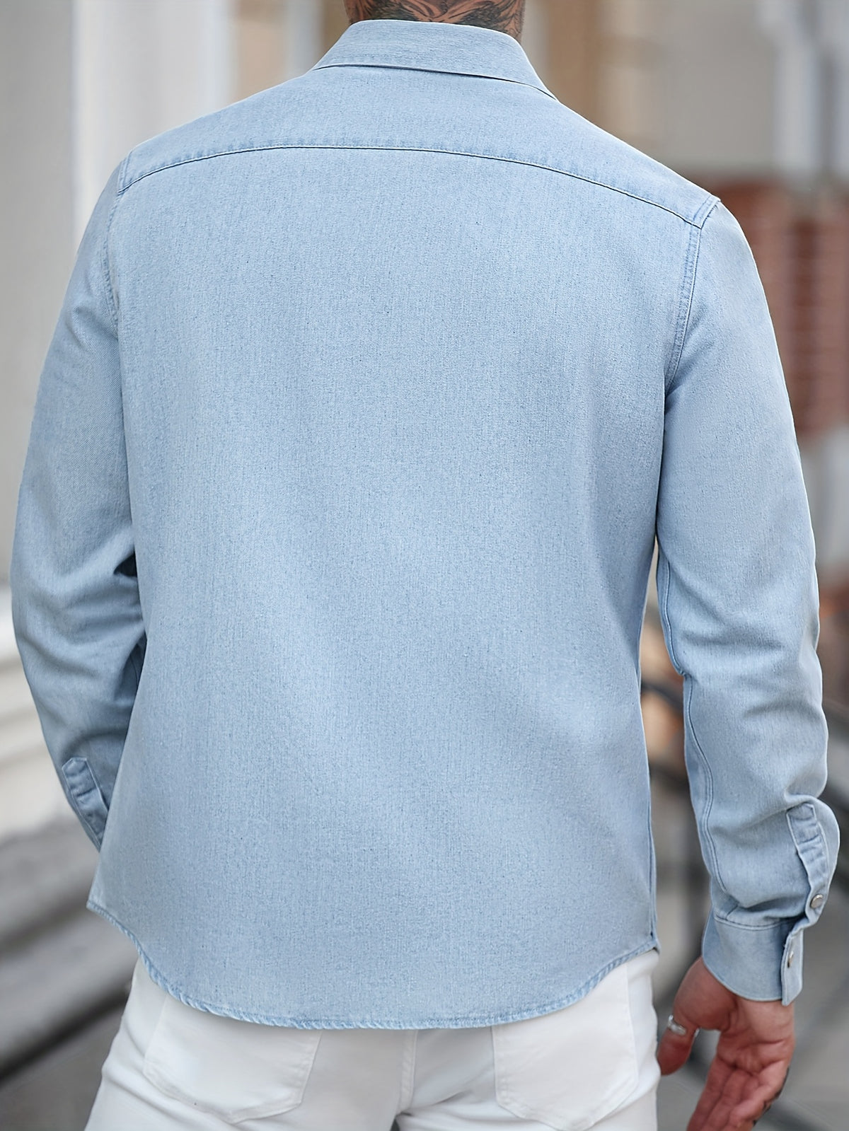 Men's Denim Shirt, Smart Casual - Sky Blue
