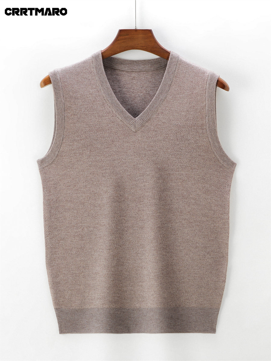 Men's Thick Sweater Vest, Warm Casual Layering Top for Fall and Winter - Camel