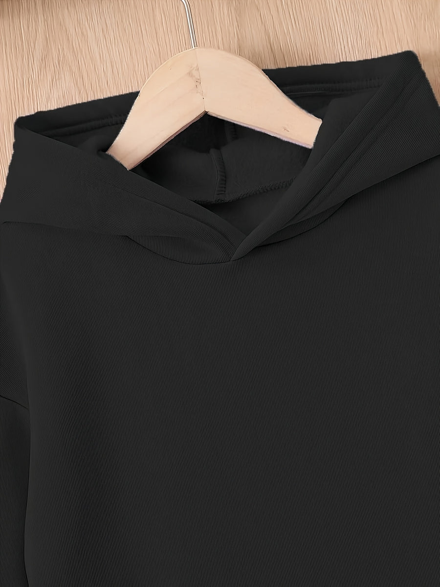 Trendy Long Women'S Hoodie for Autumn And Winter Fashion, Women'S Clothing with Kangaroo Pocket Design - Black