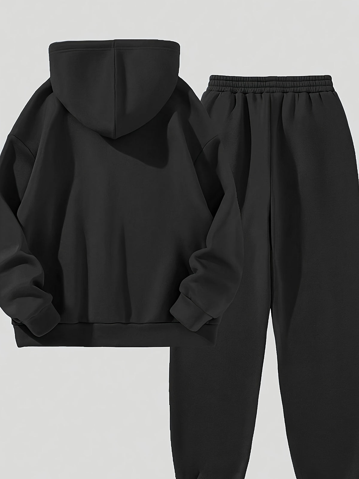 1 Set 2pcs Set Suitable for Autumn Winter Fashion Women'S Elegant Beautiful Y2K Style Gradient Heart Pattern Print Hooded Fleece Sweatshirt And Fleece Long Pants Set Hooded Pullover Long Sleeve Fleece Lined Casual Athletic Top with Fleece Long Pants - Black