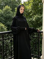 Plus Size - 1pc Women'S Hooded Double-Layer Abaya Dress, Casual Loose Breathable Prayer Robe, Suitable for Daily Wear Or Gifting - Black