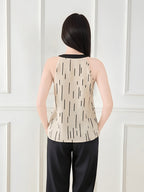 Elegant Summer Tank Top, Women'S Geometric Color-Blocking Vest for Spring And Summer - Apricot