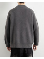 [Wading Whale OBM] Spring/Autumn New Men'S Knit Cardigan, Old Money Style Color-Block Striped Zipper Front Stand Collar Cardigan for Men, Business Casual Fashion Knitwear, Suitable for Spring, Autumn, Winter Layering Or Outerwear, Fits Daily Casual - Dark Gray