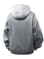 Men's Autumn/Winter 2-in-1 Look Hooded Baseball Jacket - Grey