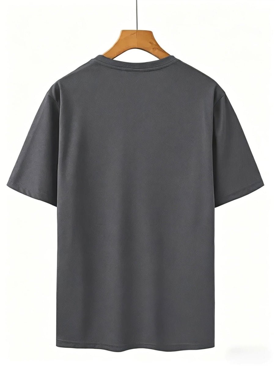 Hit Product Comfortable Men's T-shirt Cat Erpillar Fashion Design Printed T-shirt Casual Leisure Fashion Trend - Grey