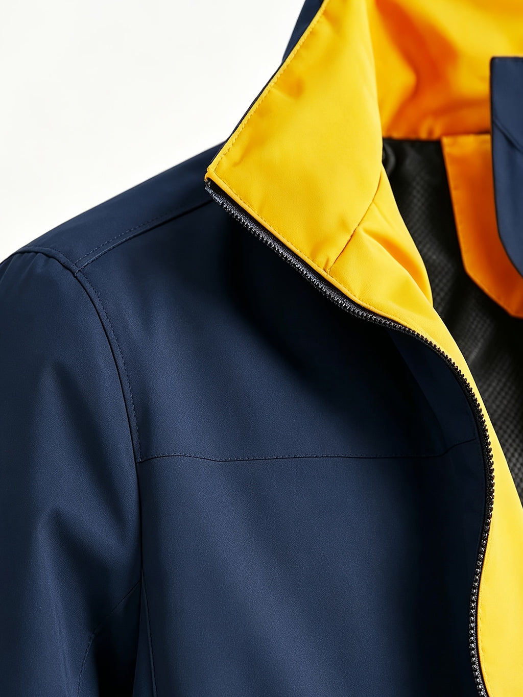 Double Sword Torch AGAINST Vintage Badge Navy Lining Stand-Up Collar Windproof Jacket Men Women Spring Autumn White Multi-Pocket Outdoor Windbreaker, Solid, Loose Fit, Long Sleeve, Zip - Navy Color