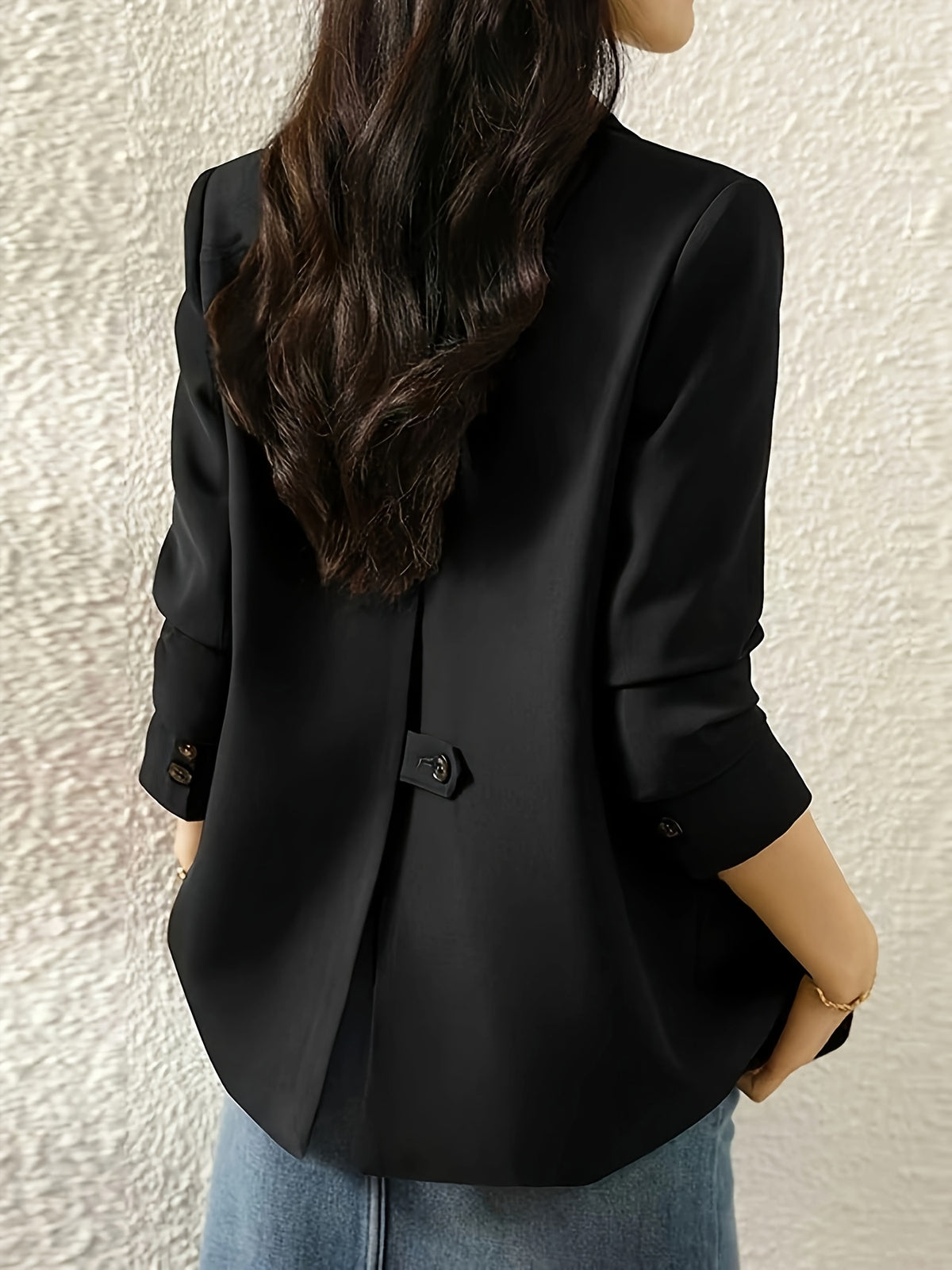 Women's Designer Blazer, 2026 New Style, Casual and Elegant Korean-Style Lapel Suit Jacket - Black