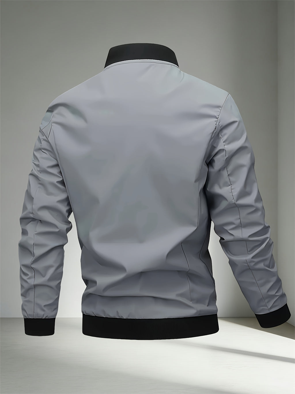2026 New Men's Casual Windproof Jacket - A Must-Have for Stylish Men, Lightweight for Spring and Autumn, Full Zip Closure with Letter Embroidery, Casual Pilot Jacket Baseball Jacket, Fashionable and Versatile Streetwear Trend, Suitable for Outdoor - Mature Gray