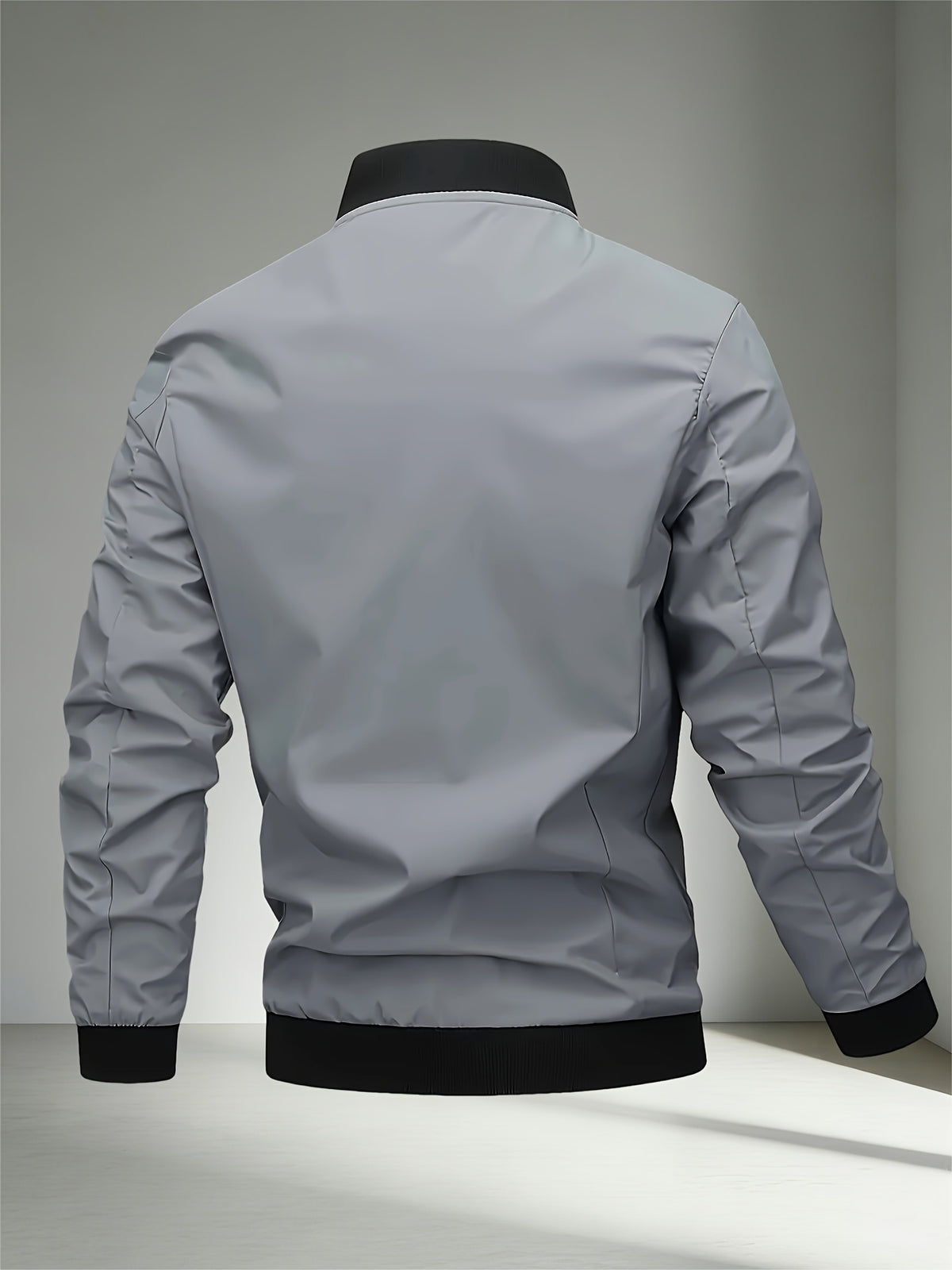 2026 New Men's Casual Windproof Jacket - A Must-Have for Stylish Men, Lightweight for Spring and Autumn, Full Zip Closure with Letter Embroidery, Casual Pilot Jacket Baseball Jacket, Fashionable and Versatile Streetwear Trend, Suitable for Outdoor - Mature Gray