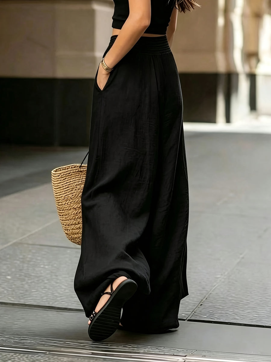 Designed for Waist Comfort, Featuring an Elastic Wide Waistband And Side Pockets. Ideal Country-Style Apparel for Women And Country Music Concerts, Delivering an Elegant Look for Everyday Outfits - Black