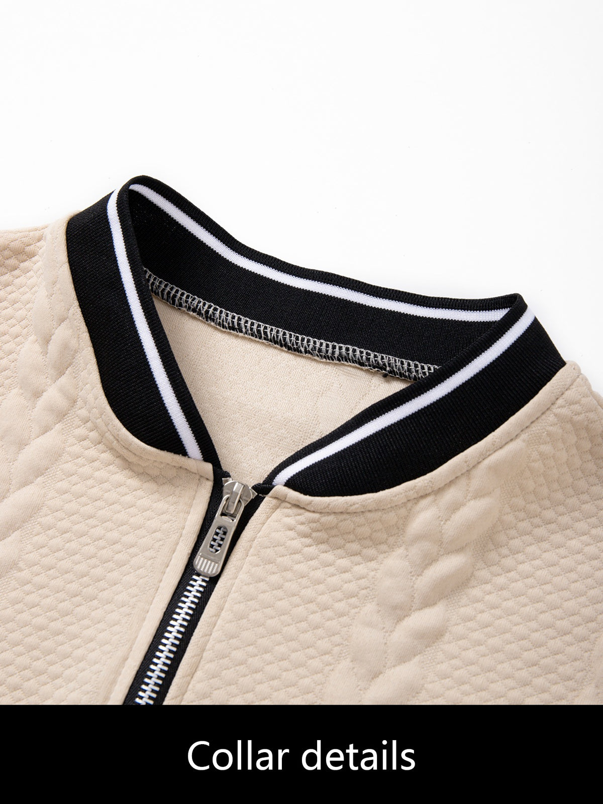 4pcs Solid Color Textured Texture Stand Collar Short Sleeve Men'S Contrast Striped Baseball Collar Short Sleeve Polo Shirt Summer Half-Button Baseball Collar T-Shirt Casual All-Match Top, Contrast Trimmed Collar And Cuffs, Front Zipper Design - White + Light Gray + Light Gray + Khaki