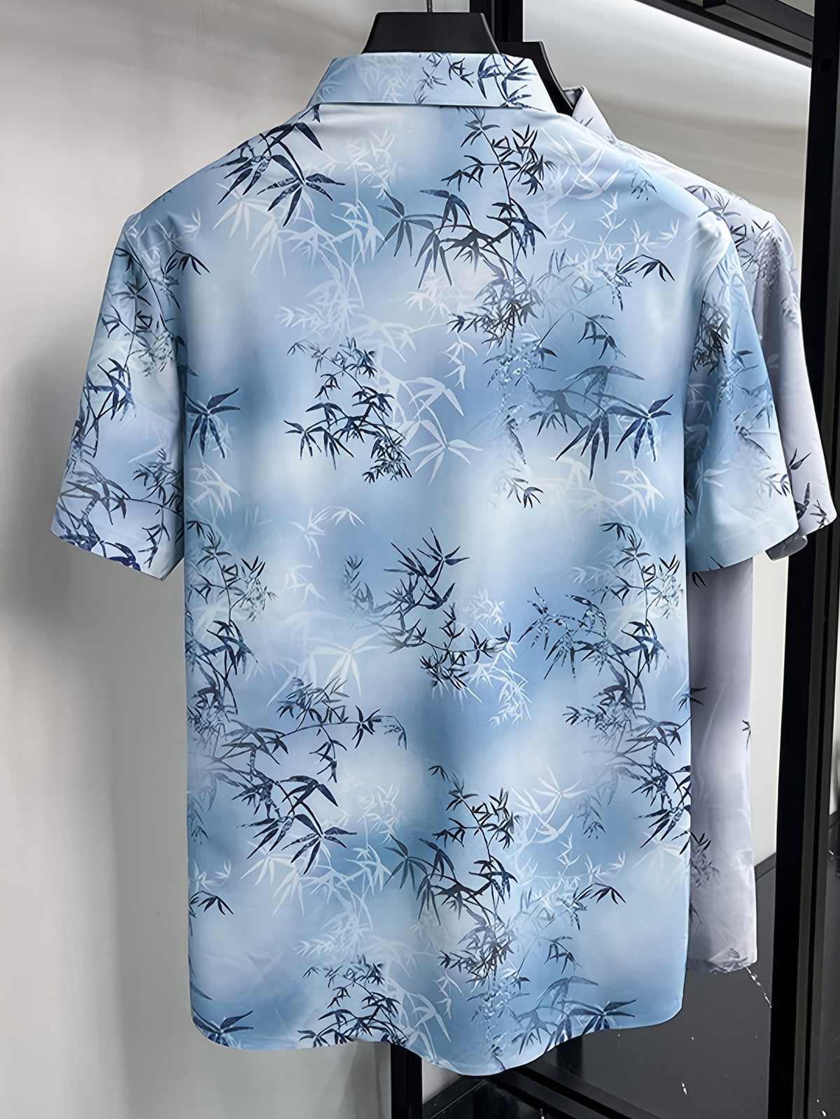 Men's Summer Short-Sleeve Shirt, Bamboo Rayon Print Design, Fashionable and Trendy, Versatile and Comfortable, Straight Hem Design, Flattering on All Body Types, More Comfortable for Daily Wear - SINBOS - Blue
