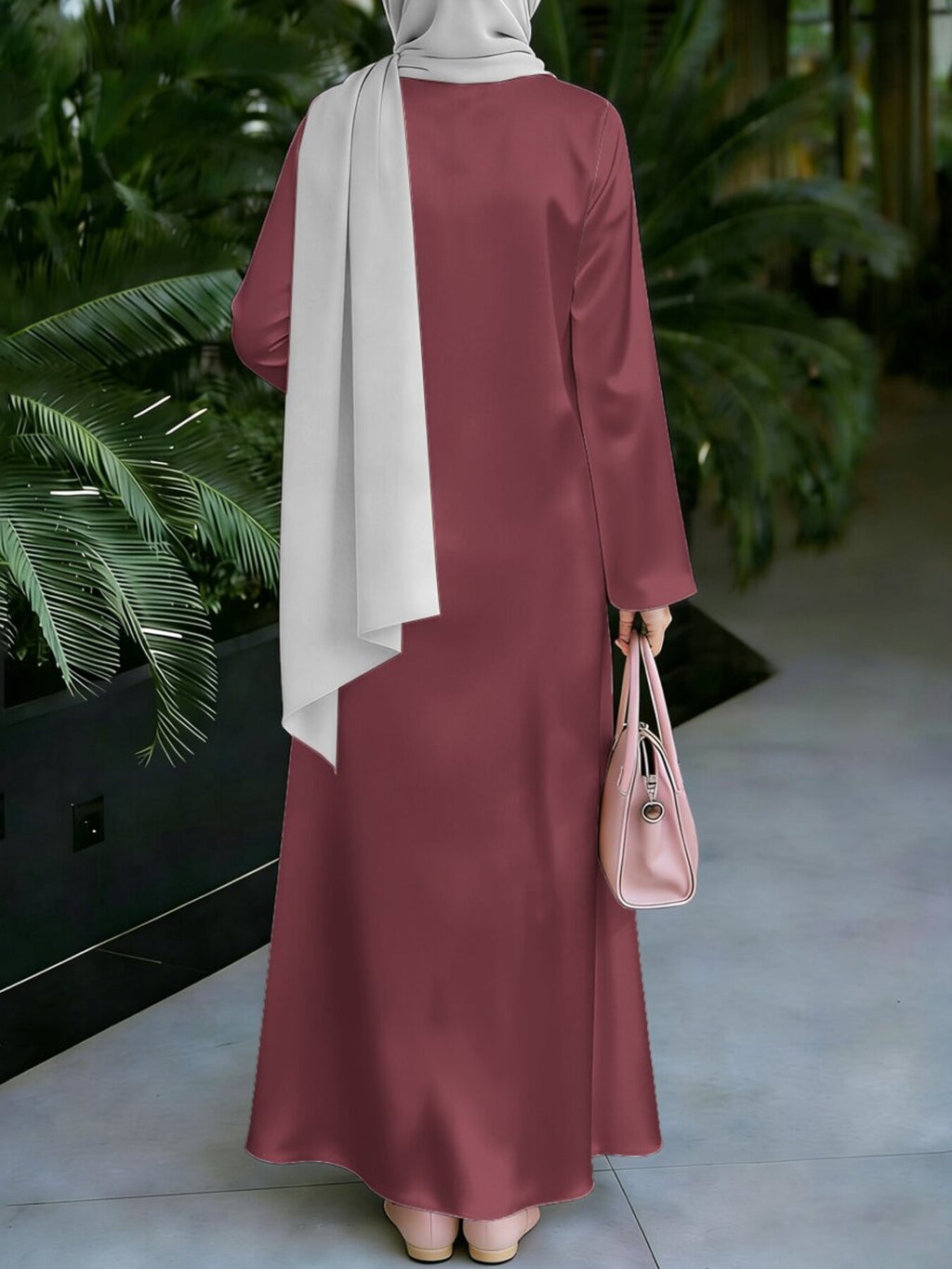 Women'S Hot Middle Eastern Style Muslim Elegant Robe, Burgundy Ethnic Digital Print Long Dress, Loose Flowing Long Sleeve Flared Cut, Suitable for Daily Commute And Prayer, Soft Breathable Non- Craft, Friendly (Headscarf Additions Not Included) - Mixed colors