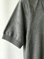 Men'S Knit Short-Sleeve Polo Shirt, Human Silhouette Embroidered Collar Top, Business Breathable Short Sleeve - Grey