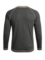 Cross-Border New Men'S Long Sleeve Round Neck T-Shirt, Outwardly Oriented Western Men'S Clothing Color-Blocked Top Base Layer - Dark Gray