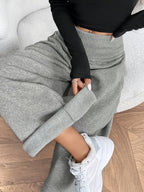 Women's Thermal Winter Pants with - Thickened Trousers for Cold Weather, Wide-Leg Relaxed Fit (Elbow-Length Coverage), Machine Washable Trousers for, Formal & Casual Wear - Soft Fabric Full-Length Leg Warmth - Grey