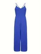 (Same Style on ) Women'S Suspender Jumpsuit Summer Fashion Sexy Backless Dress Women'S Outing Party Vacation Elegant Slim Fit Jumpsuit Long Pants Women'S Clothing - Blue