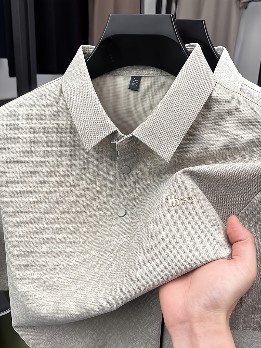 Men's Summer Gentle Style Polo Short-Sleeve Shirt, Offering a Refreshing and Elegant Charm. Perfect for Lakeside Strolls, Garden Walks, Sunset Lounging, and Daily Outings. with Its Simple and Clean Cut, It Creates a Relaxed and Carefree Urban - Gray Coffee