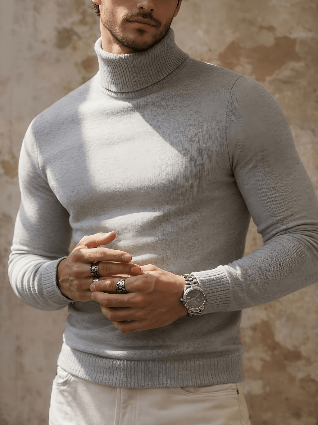 Four Seasons Luxury High-Neck Knit 4pcs Set. Crafted from Skin-friendly Knitted Fabric with a Delicate Texture That Emits a Soft, High-end Glow. The Soft, Smooth Feel Offers Unrestricted Comfort Against the Skin. The Classic High-neck Design Provides - Light Gray + Black + Caramel + Apricot