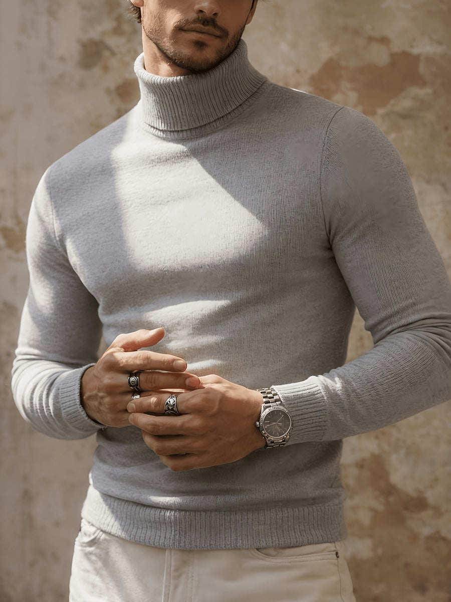 Four Seasons Luxury High-Neck Knit 4pcs Set. Crafted from Skin-friendly Knitted Fabric with a Delicate Texture That Emits a Soft, High-end Glow. The Soft, Smooth Feel Offers Unrestricted Comfort Against the Skin. The Classic High-neck Design Provides - Light Gray + Black + Caramel + Apricot