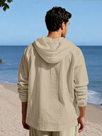 Men'S Casual Fashion Solid Color Long Sleeve All-Match Sweatshirt - Khaki