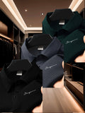 3pcs Men's Classic Polo Shirt Set, Casual and Comfortable Stretch Lapel Button- Short-sleeve Shirt, Suitable for Outdoor Sports and Leisure, Made of Breathable, Comfortable, and Elastic Fabric - Black+Navy Blue+Dark Green