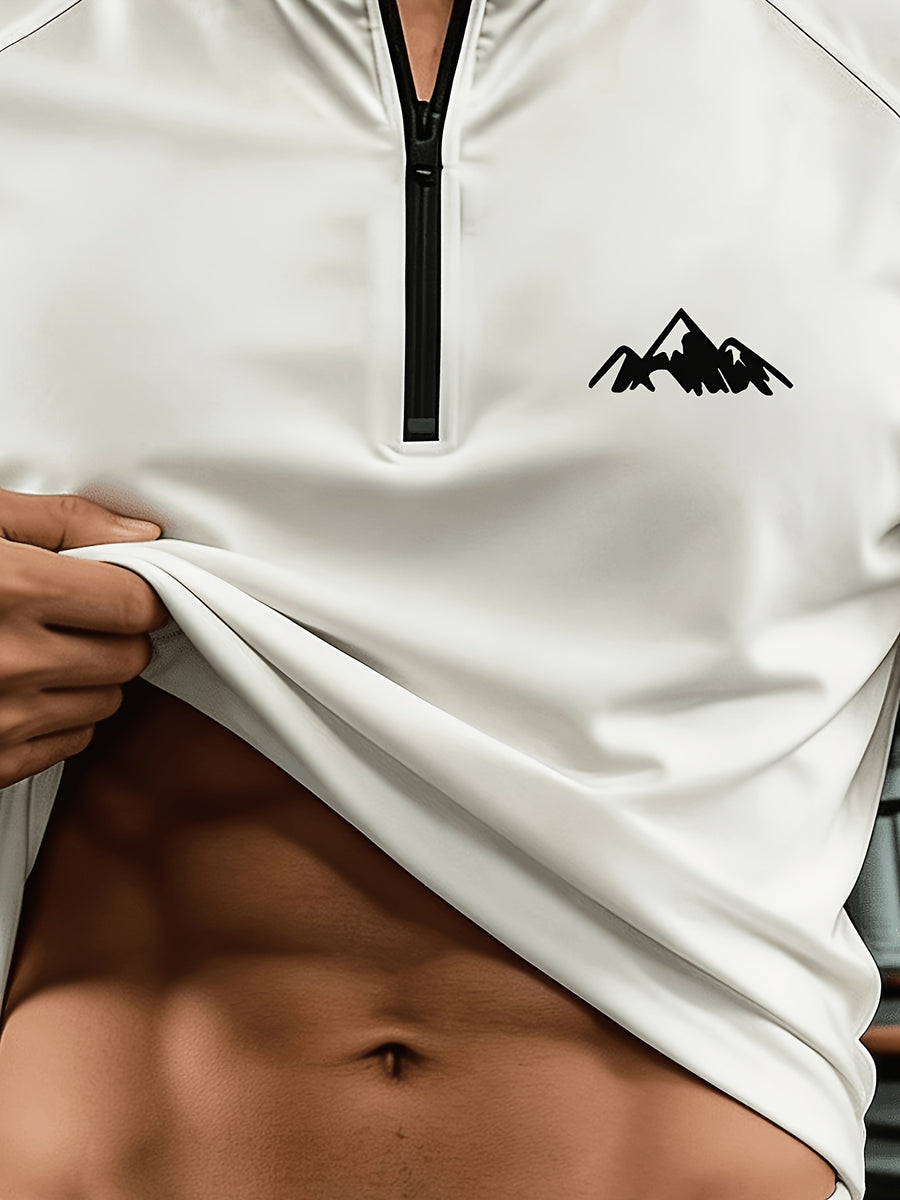 Men's Summer Basic 2pcs Short Sleeve Shirts with Skin-Friendly Fabric and Simple Small Print Design - White + Black 4