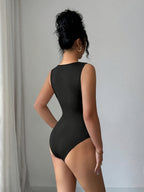 New Women'S Elastic Fabric Off-Shoulder Sleeveless Bodycon Jumpsuit, Suitable for Autumn/Winter Wear, Casual And Elegant with Diverse Styles [Niannian] - Black