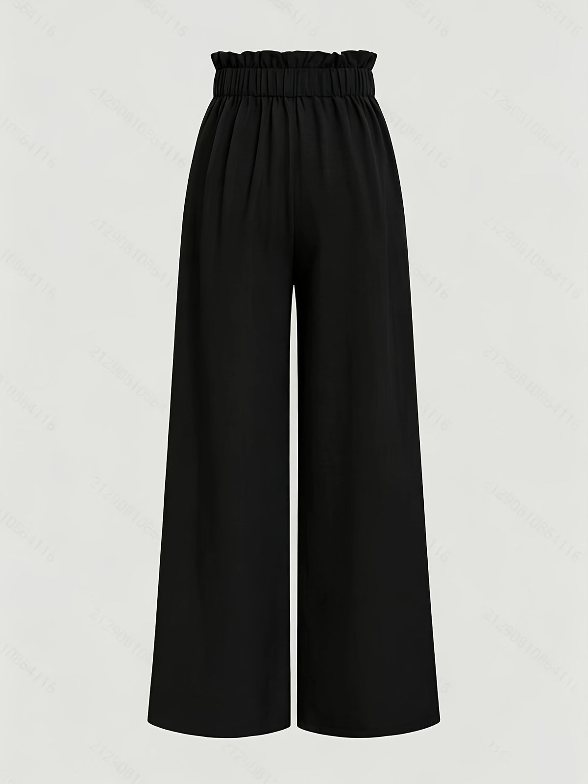 Women's High-Waisted Wide- Trousers - Loose-Fit Solid Color Pants Suitable for Daily Wear & Vacation, Beltless Spring/Summer Style for Office, Casual Outfits - Machine Washable Elegant Trousers - Black