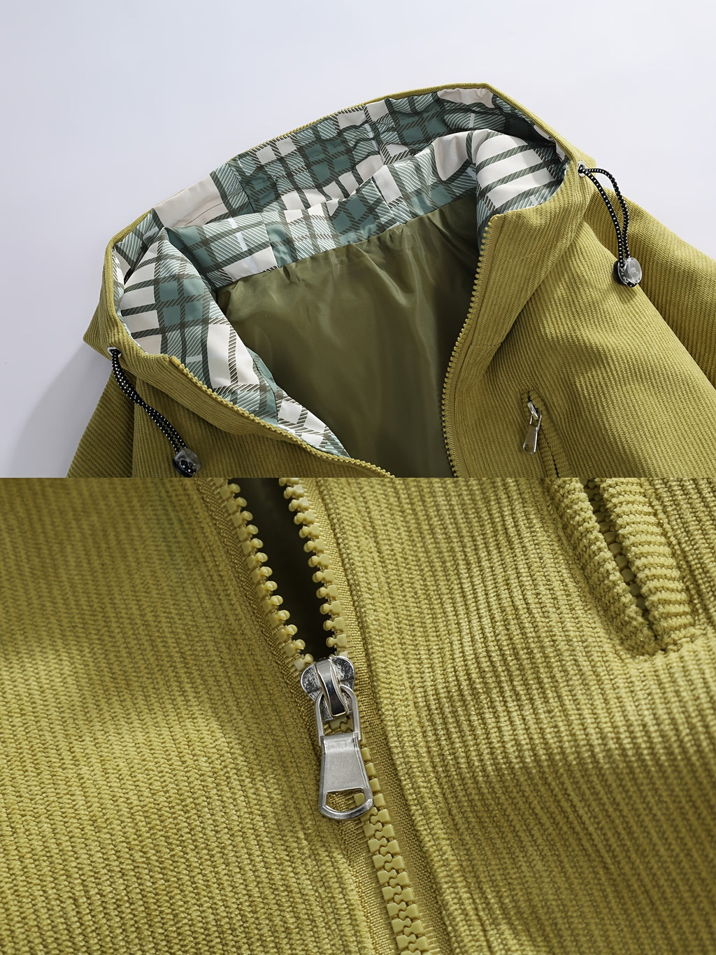 Corduroy Autumn Men'S Trendy Hooded Jacket Soft Fabric Casual Trench Coat Baseball Uniform Hooded Work Jacket 7758 - Yellow