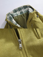Corduroy Autumn Men'S Trendy Hooded Jacket Soft Fabric Casual Trench Coat Baseball Uniform Hooded Work Jacket 7758 - Yellow