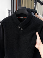 New Men'S Fashion Trendy All-Match Long Sleeve Warm Knit Sweater - Black