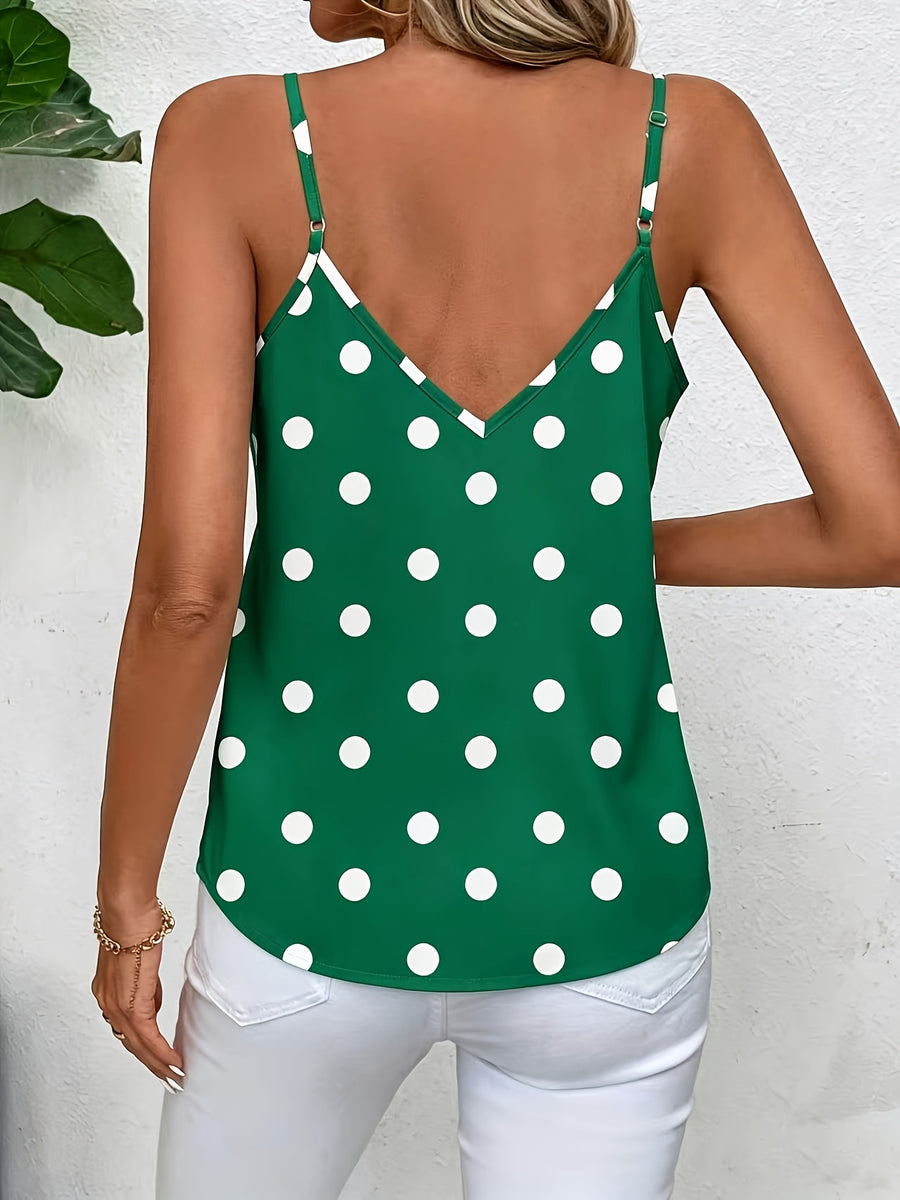 Fashionable Polka Dot Women's Simple Camisole Top - Green