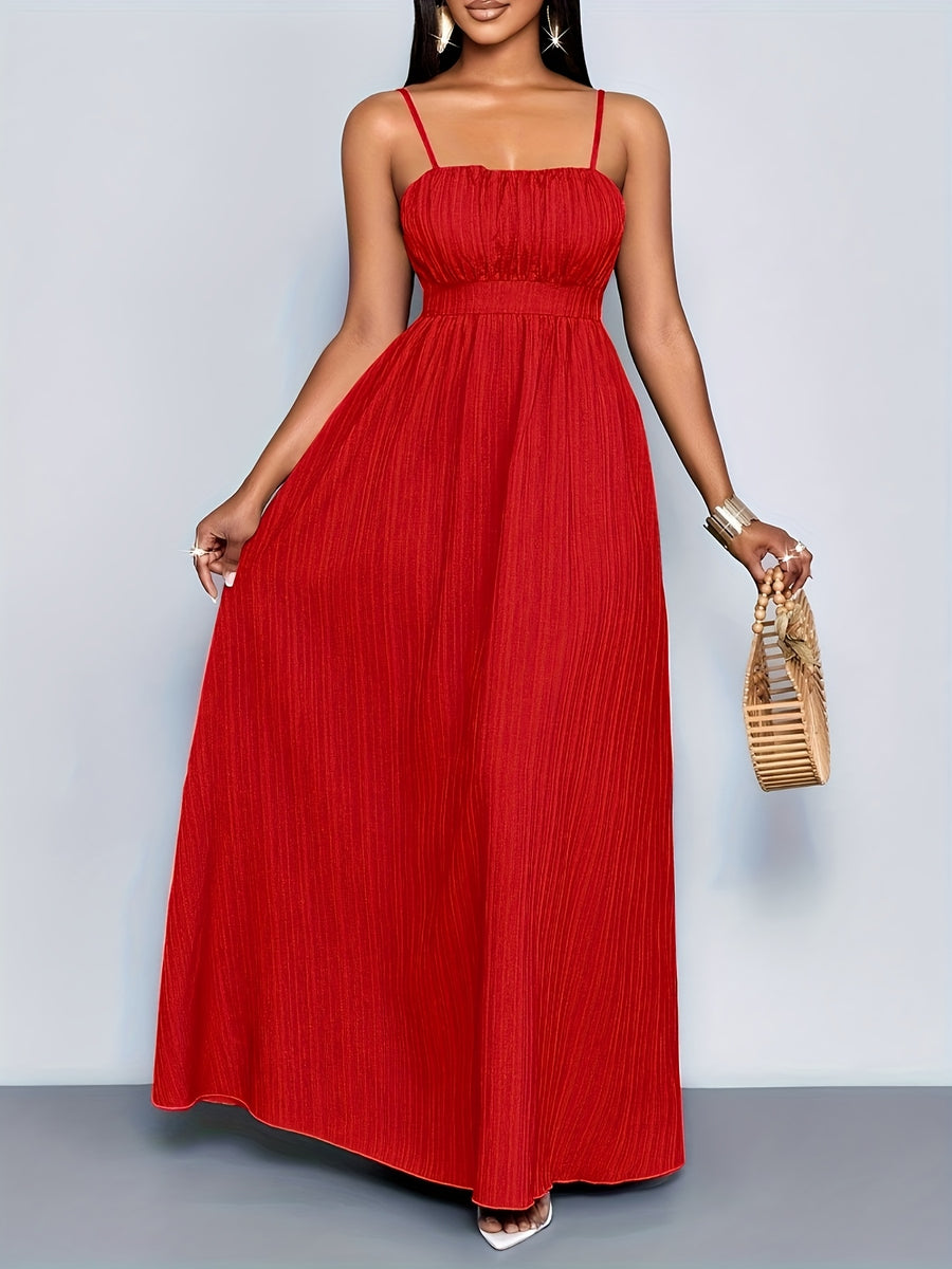 Women's Boho Summer Beach Backless Vacation Maxi DressFlowing Elegant Gown Tropical Dresses for WomenSuitable for Vacation - 【Red】
