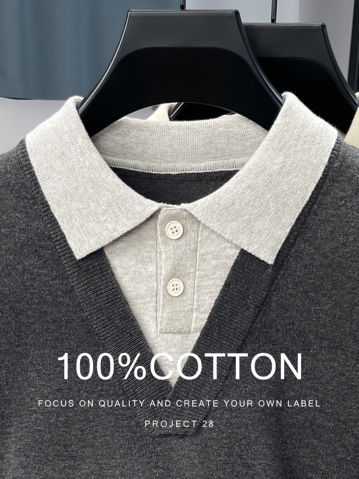 100% Pure Fake Two-Piece Pullover Knitted Short-Sleeved Polo Shirt Men'S Summer Color-Blocking Lapel Casual Shirt Light Luxury Business Casual Versatile Breathable Top Daily Outing Commute Work Dating Shopping Fashion Versatile Multi-Color Optional - Graphite Color